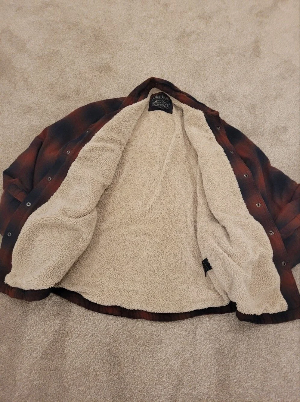 Grizzly Mountain Mens Sherpa Lined Button Up Flannel Jacket Size Medium